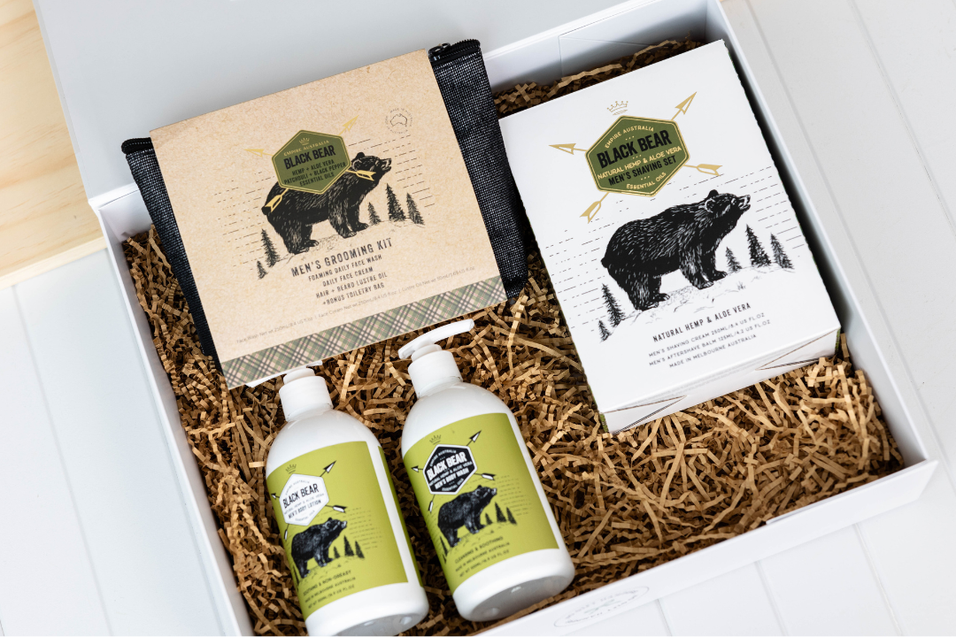 Black Bear Men’s Hemp & Aloe Vera Grooming Gift Set - NQ Gift Hampers