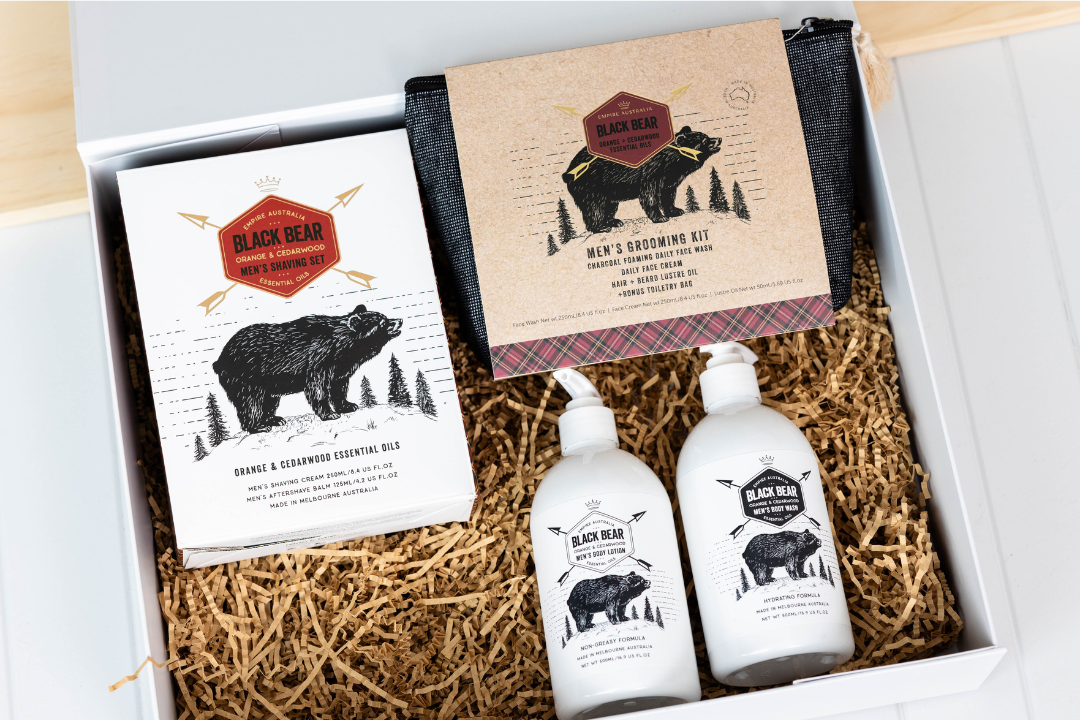 Black Bear Men’s Orange & Cedarwood Grooming Gift Set - NQ Gift Hampers